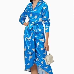 NWT Never Fully Dressed Blue Skyla Wrap Dress polyester satin size 6